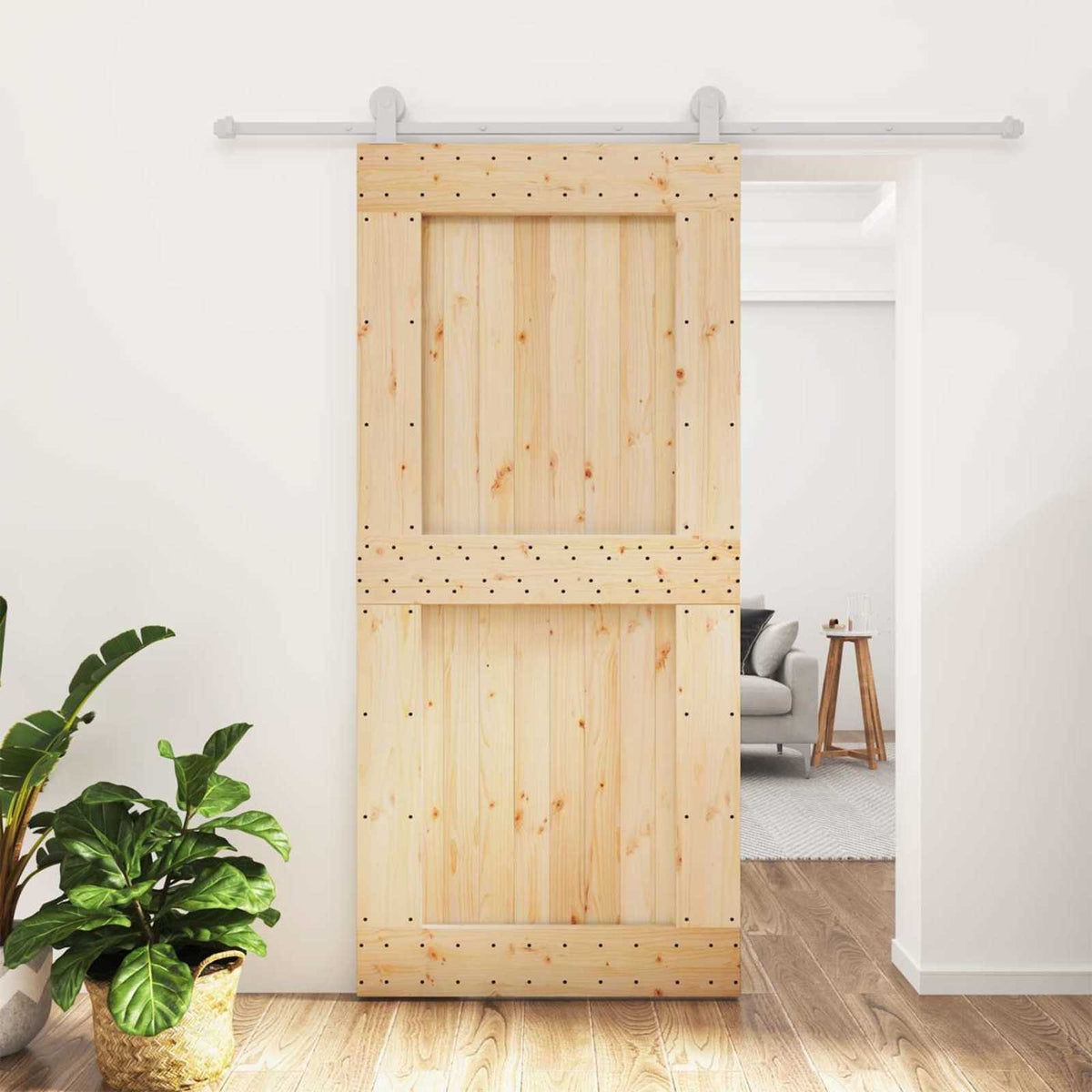 Schuifdeur Natuurlijk en Wit 95 x 210 cm Massief Grenenhout is nu te koop bij PeponiXL, paradijselijk wonen!