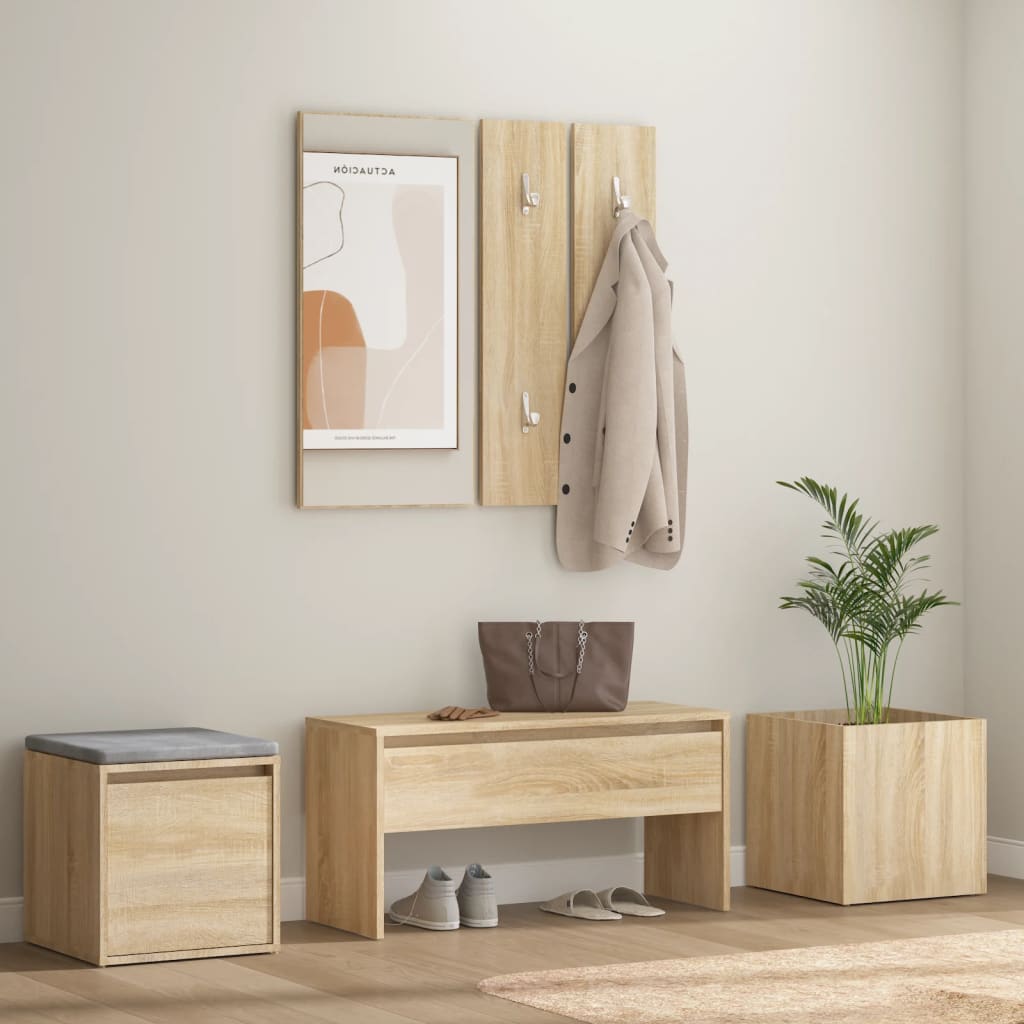 Garderobe set bewerkt hout sonoma eikenkleurig is nu te koop bij PeponiXL, paradijselijk wonen!