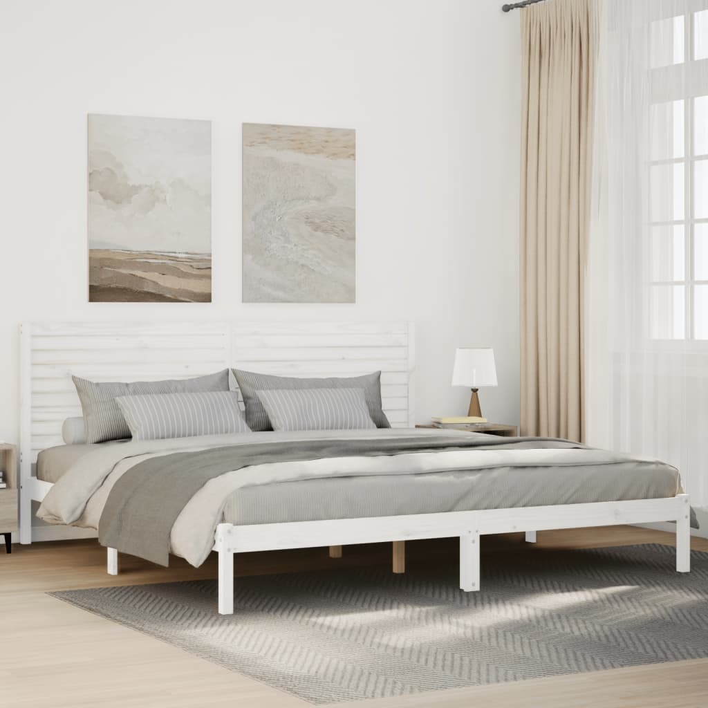 Bedframe extra lang zonder matras massief hout wit 200x210 cm is nu te koop bij PeponiXL, paradijselijk wonen!