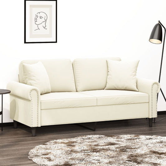 Tweezitsbank met sierkussens 140 cm fluweel crèmekleurig is nu te koop bij PeponiXL, paradijselijk wonen!