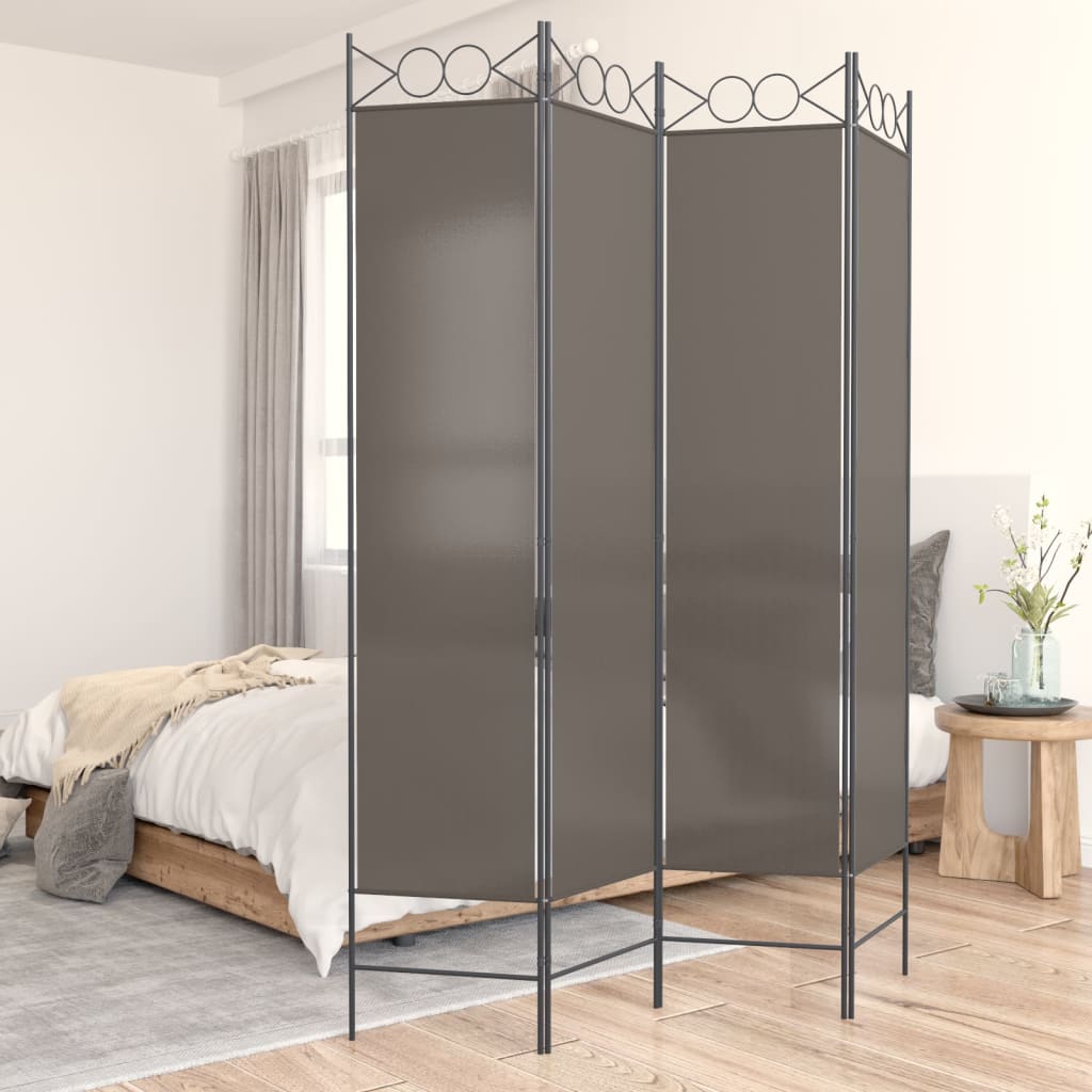 Kamerscherm met 4 panelen 160x220 cm stof antracietkleurig is nu te koop bij PeponiXL, paradijselijk wonen!