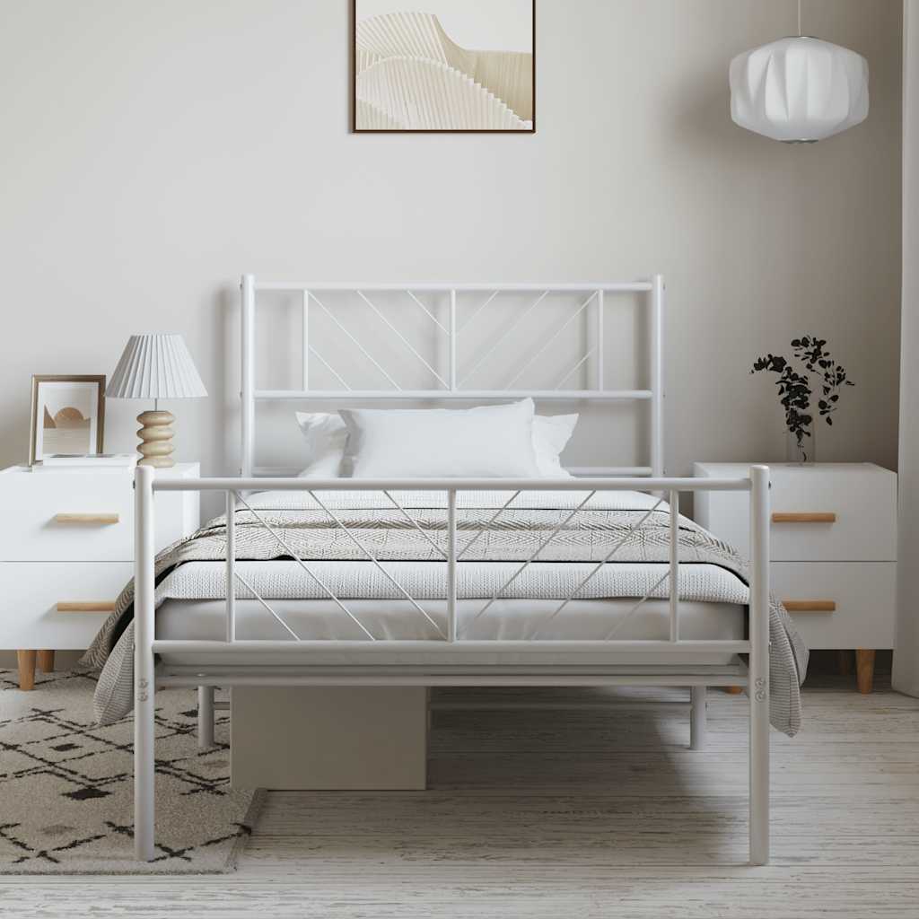Bedframe met hoofd- en voeteneinde metaal wit 100x190 cm is nu te koop bij PeponiXL, paradijselijk wonen!