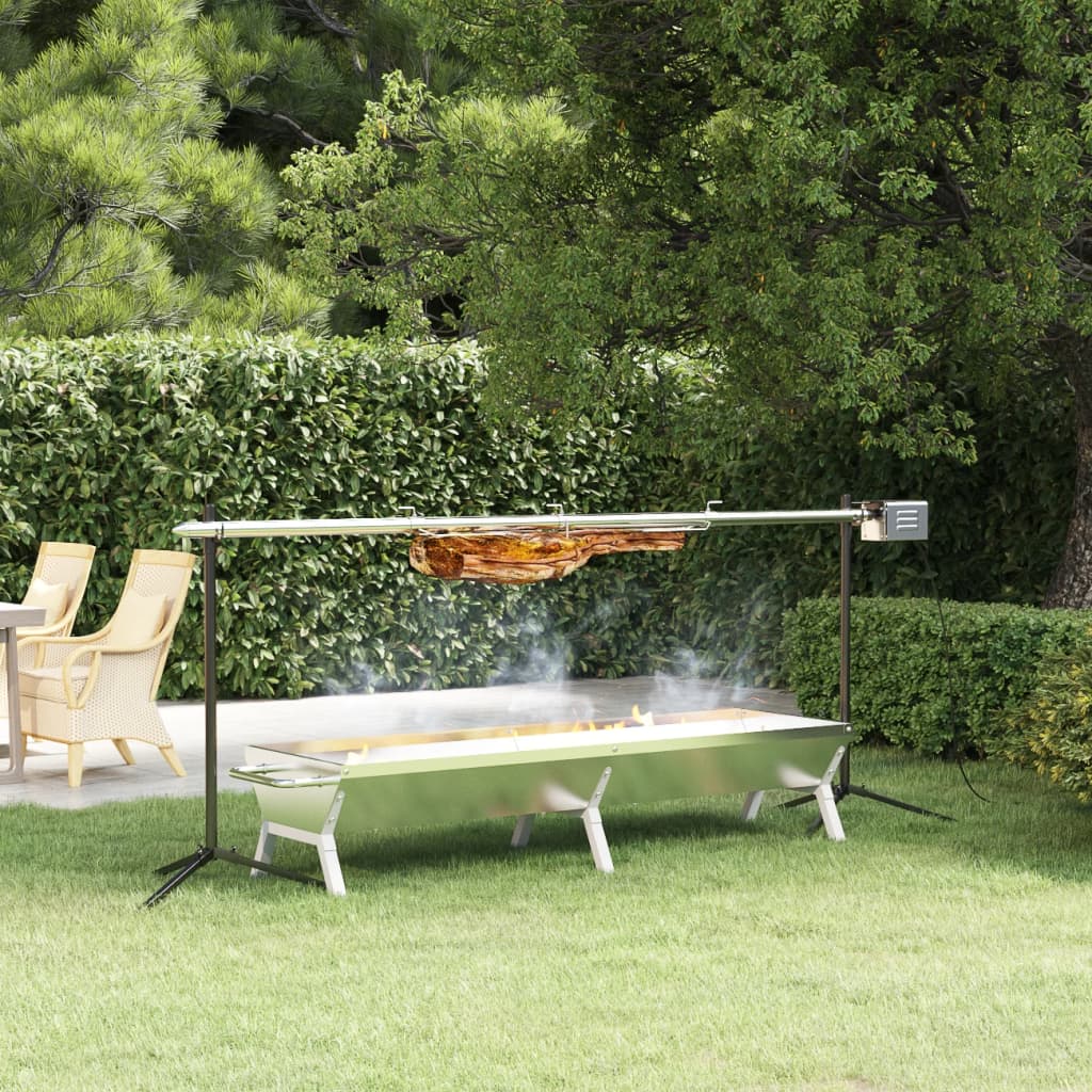 Barbecueplaat 158x42x31 cm roestvrij staal zilverkleurig is nu te koop bij PeponiXL, paradijselijk wonen!