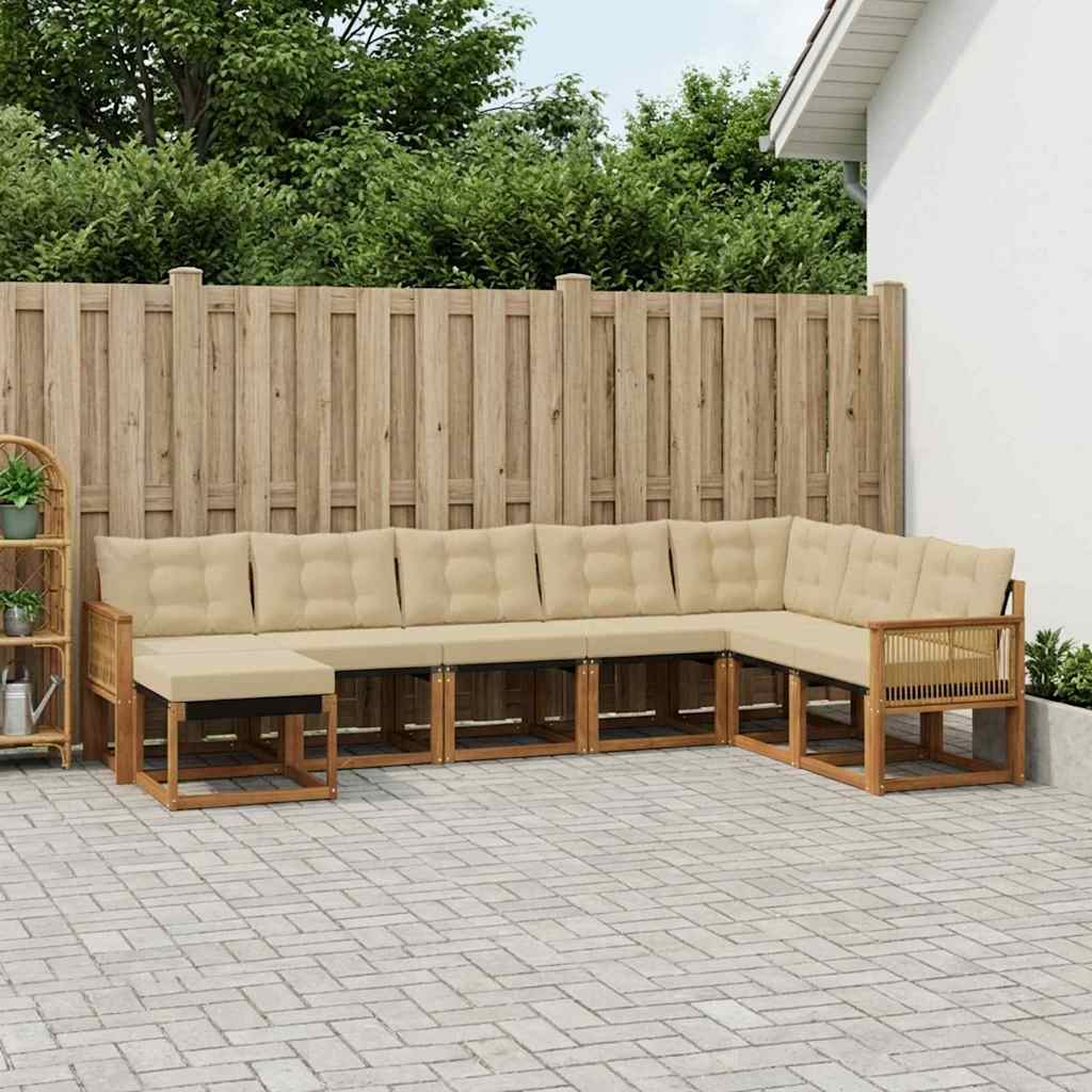 Buiten bankenset met kussen 8 pcs Natuurlijk en Beige is nu te koop bij PeponiXL, paradijselijk wonen!