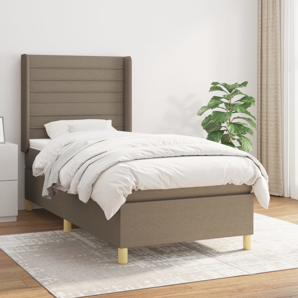 Boxspring met matras stof taupe 80x200 cm is nu te koop bij PeponiXL, paradijselijk wonen!
