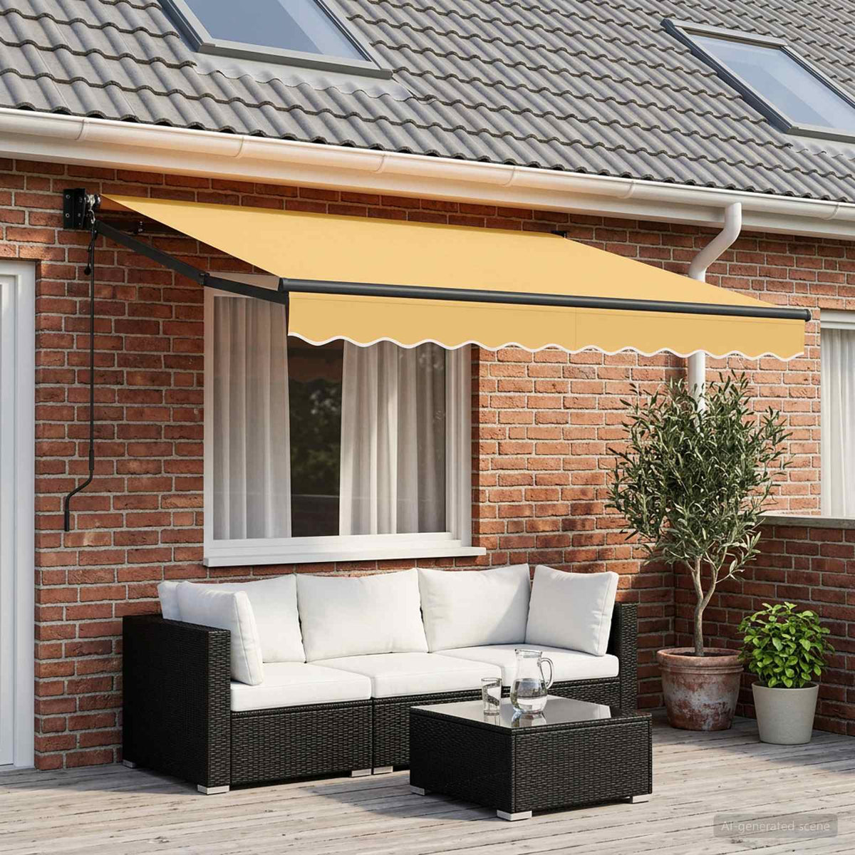 Uitschuifbare luifel Zand 3,5 x 2 m Polyester en Metaal is nu te koop bij PeponiXL, paradijselijk wonen!