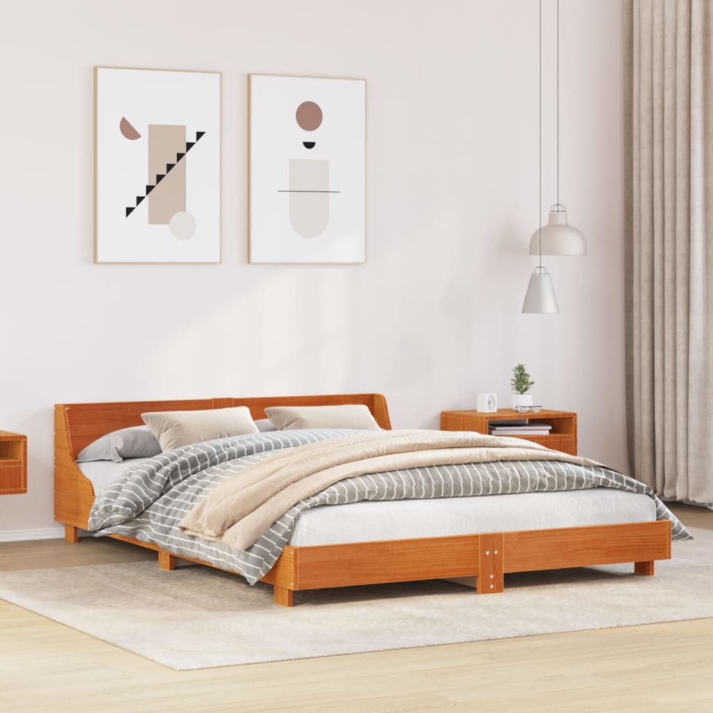 Bedframe zonder matras massief grenenhout wasbruin 160x200 cm is nu te koop bij PeponiXL, paradijselijk wonen!