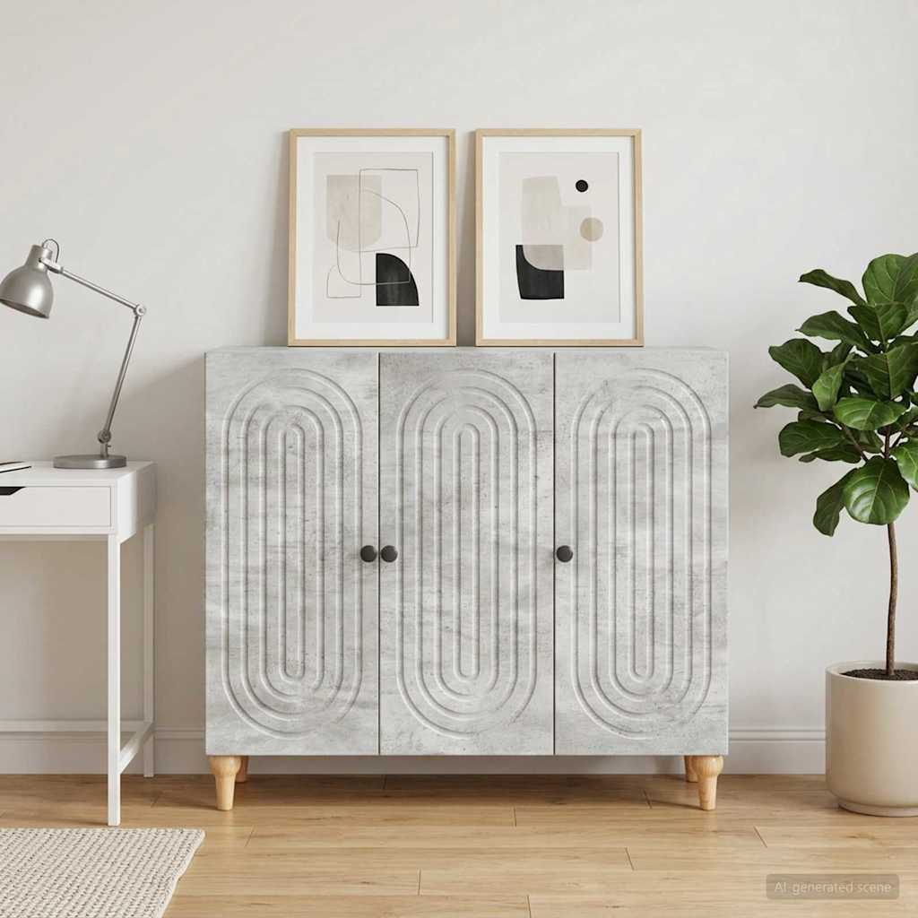 Dressoir Betongrijs 89 x 34,5 x 80 cm Bewerkt hout is nu te koop bij PeponiXL, paradijselijk wonen!