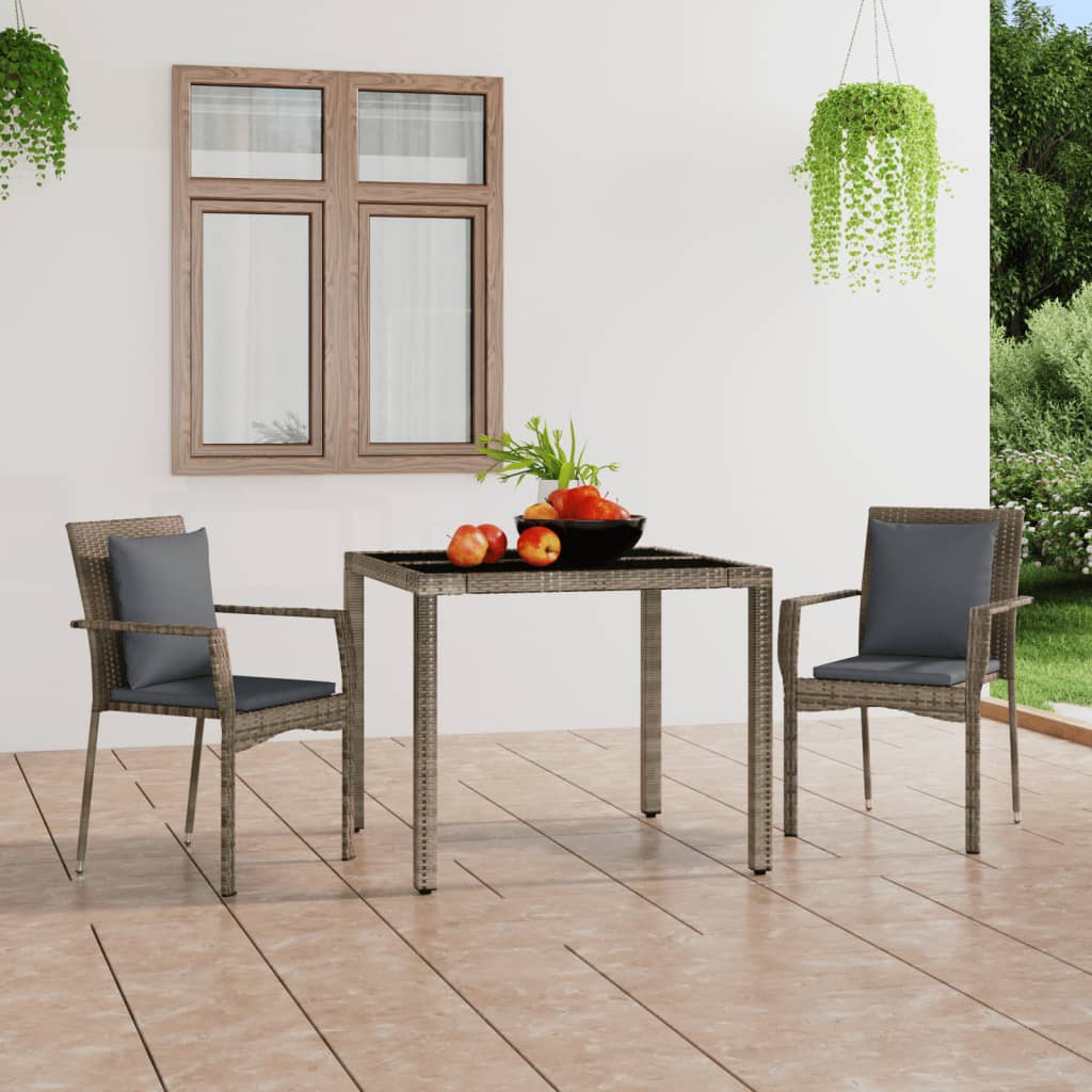 Tuinstoelen 2 st met kussens poly rattan grijs is nu te koop bij PeponiXL, paradijselijk wonen!