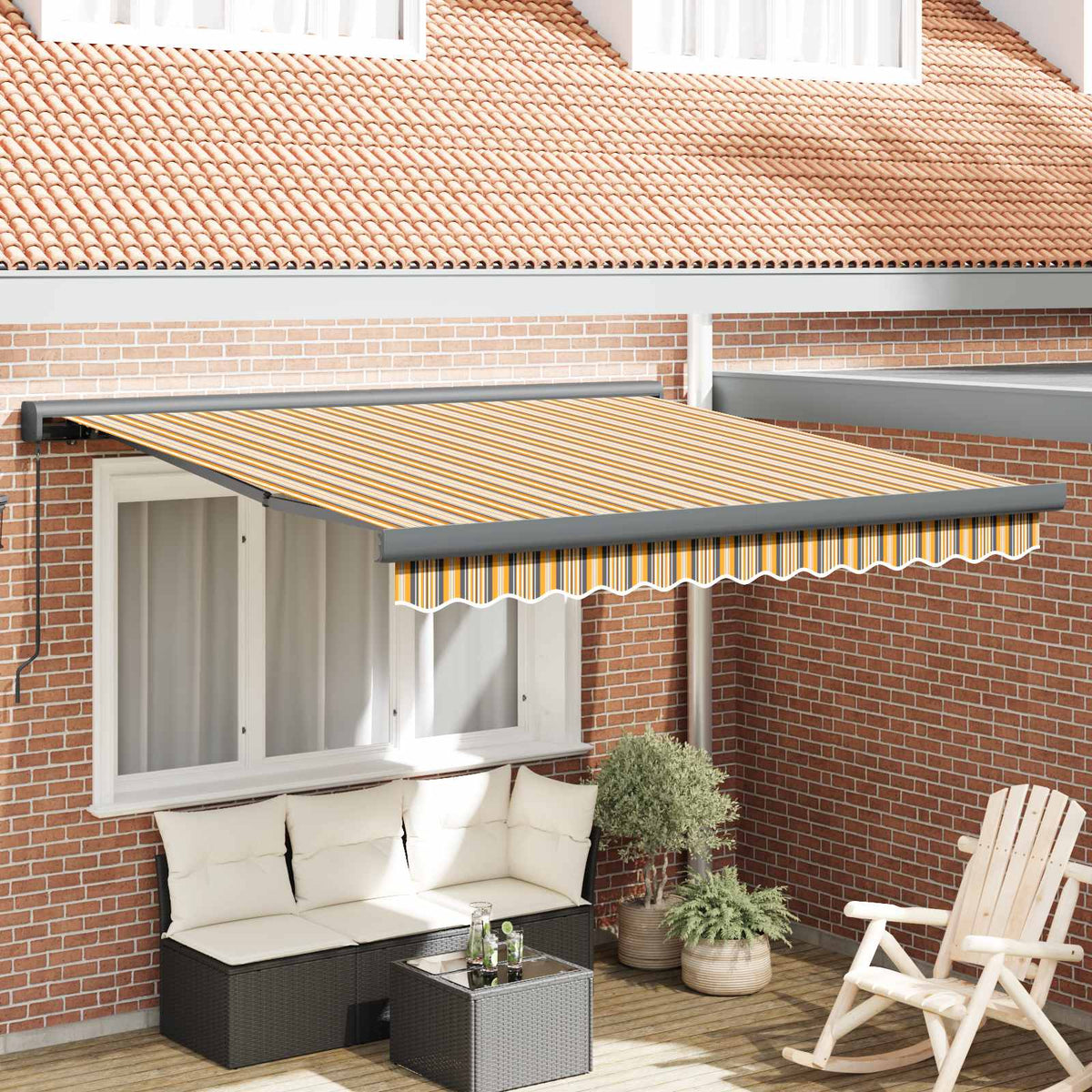 Inklapbaar Zonnescherm Multikleur 300 x 250 cm Stof en Metaal is nu te koop bij PeponiXL, paradijselijk wonen!