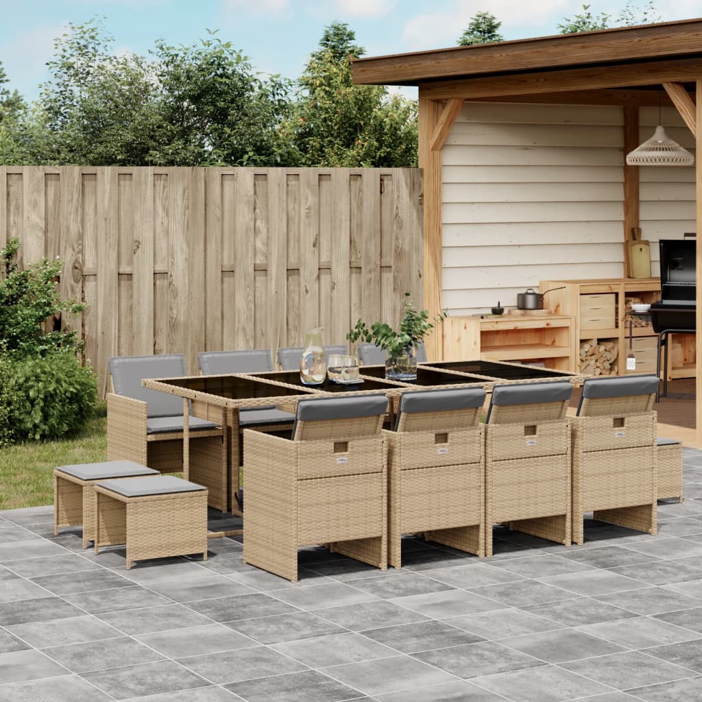 13-delige Tuinset met kussens poly rattan gemengd beige is nu te koop bij PeponiXL, paradijselijk wonen!