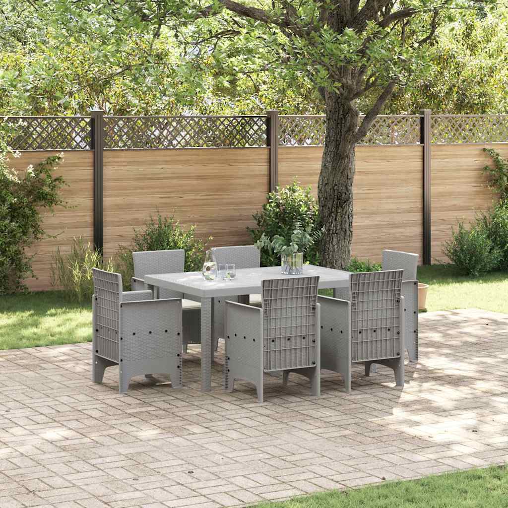 Tuin Eetset 7 st Lichtgrijs Polt riet is nu te koop bij PeponiXL, paradijselijk wonen!