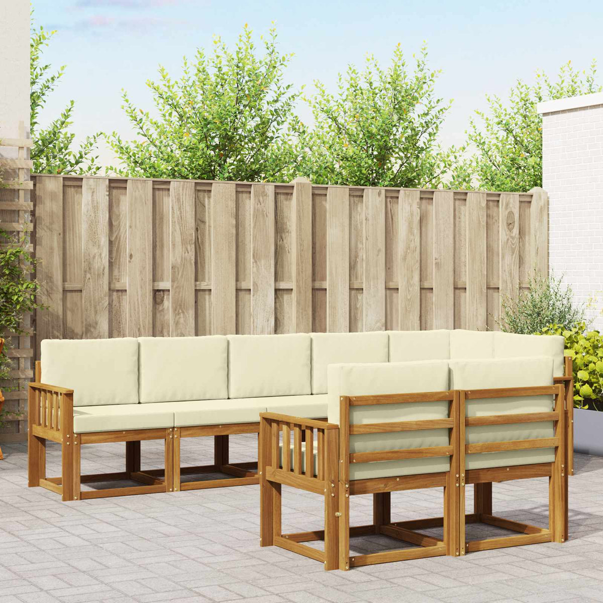 Buiten bankenset met kussen 8 pcs Natuurlijk en Crème is nu te koop bij PeponiXL, paradijselijk wonen!