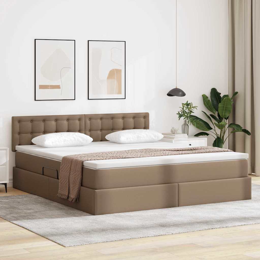 Opbergbed met LED met matras Cappuccino 180 x 200 cm Nep Leer is nu te koop bij PeponiXL, paradijselijk wonen!