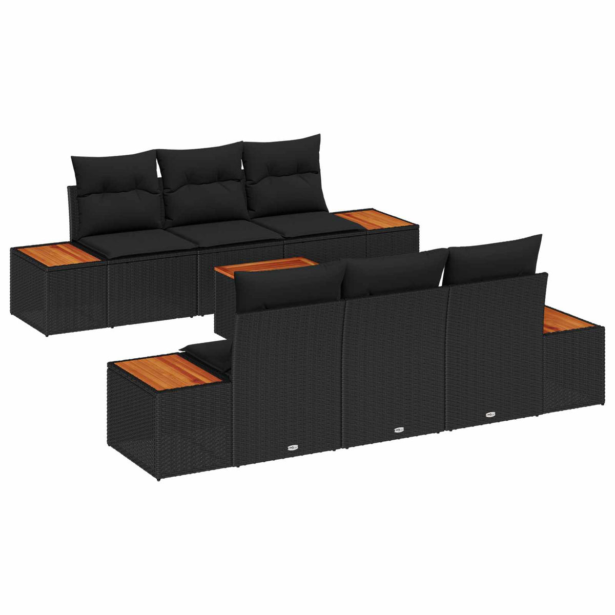 Tuinbankenset met kussen 7 pcs Zwart Poly riet is nu te koop bij PeponiXL, paradijselijk wonen!