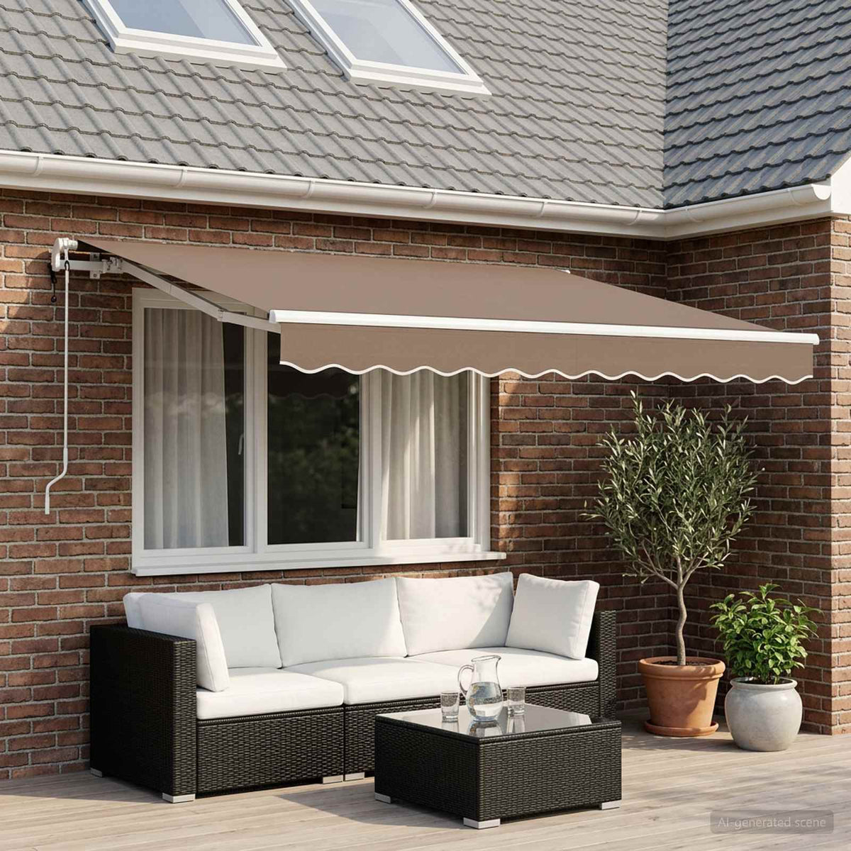 Uitschuifbare luifel Taupe 450 × 300 cm Polyester is nu te koop bij PeponiXL, paradijselijk wonen!