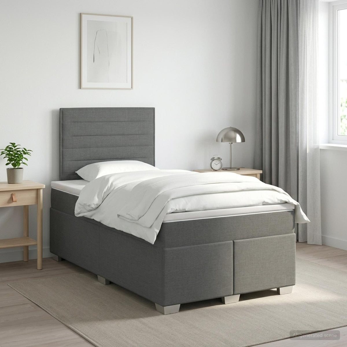 Boxspringbed met matras Donkergrijs 120 x 190 cm Stof is nu te koop bij PeponiXL, paradijselijk wonen!