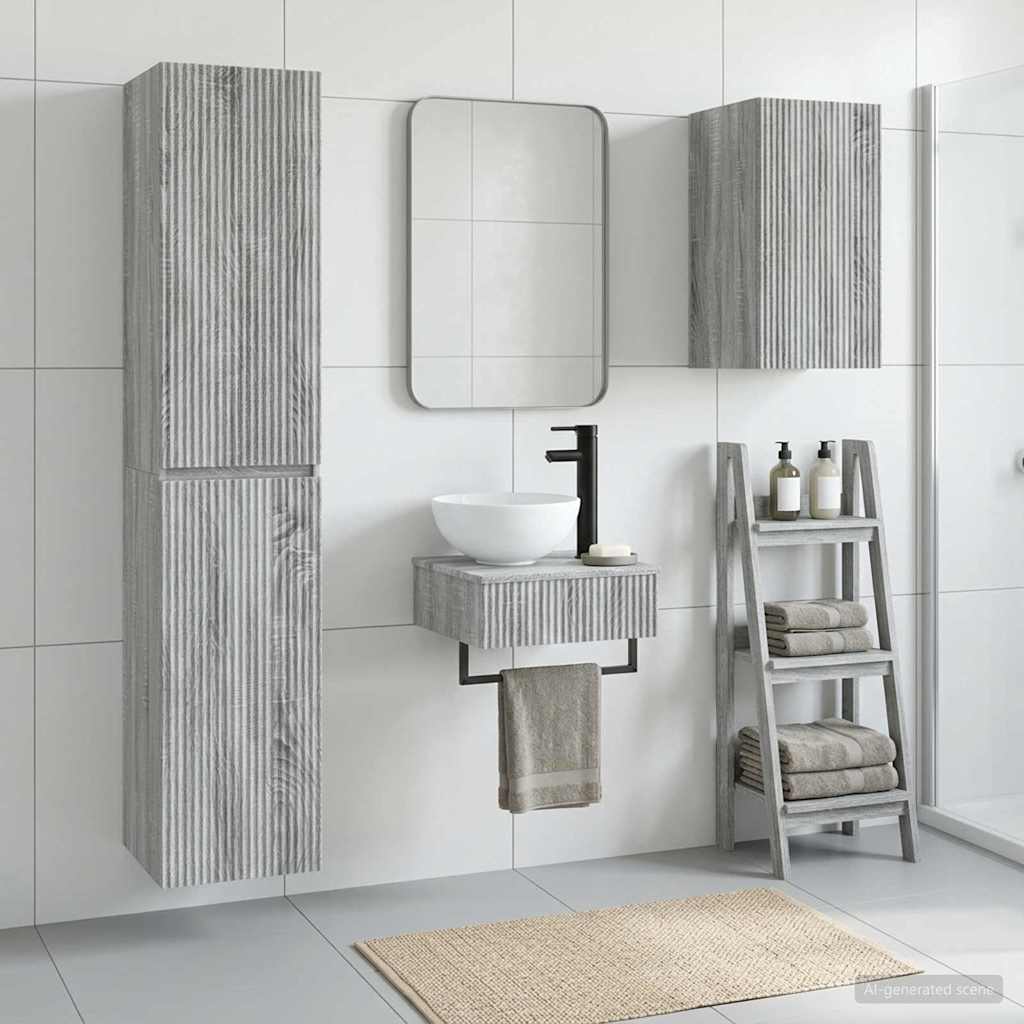 Badkamermeubelset 3 st Grijs Sonoma 33 x 34,5 x 160 cm is nu te koop bij PeponiXL, paradijselijk wonen!