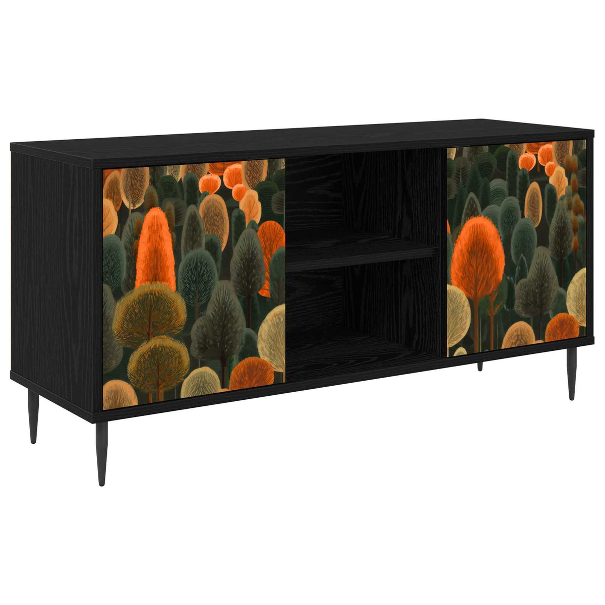 Tv-meubel ZAANDAM 102 x 33 x 51 cm Zwart eiken Bewerkt hout is nu te koop bij PeponiXL, paradijselijk wonen!