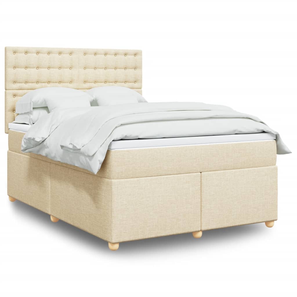 Boxspring met matras stof crèmekleurig 140x200 cm is nu te koop bij PeponiXL, paradijselijk wonen!