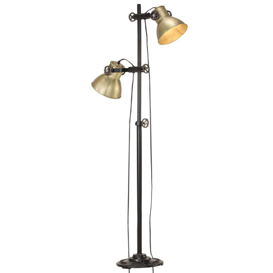 Vloerlamp met 2 lampenkappen E27 gietijzer messingkleurig is nu te koop bij PeponiXL, paradijselijk wonen!