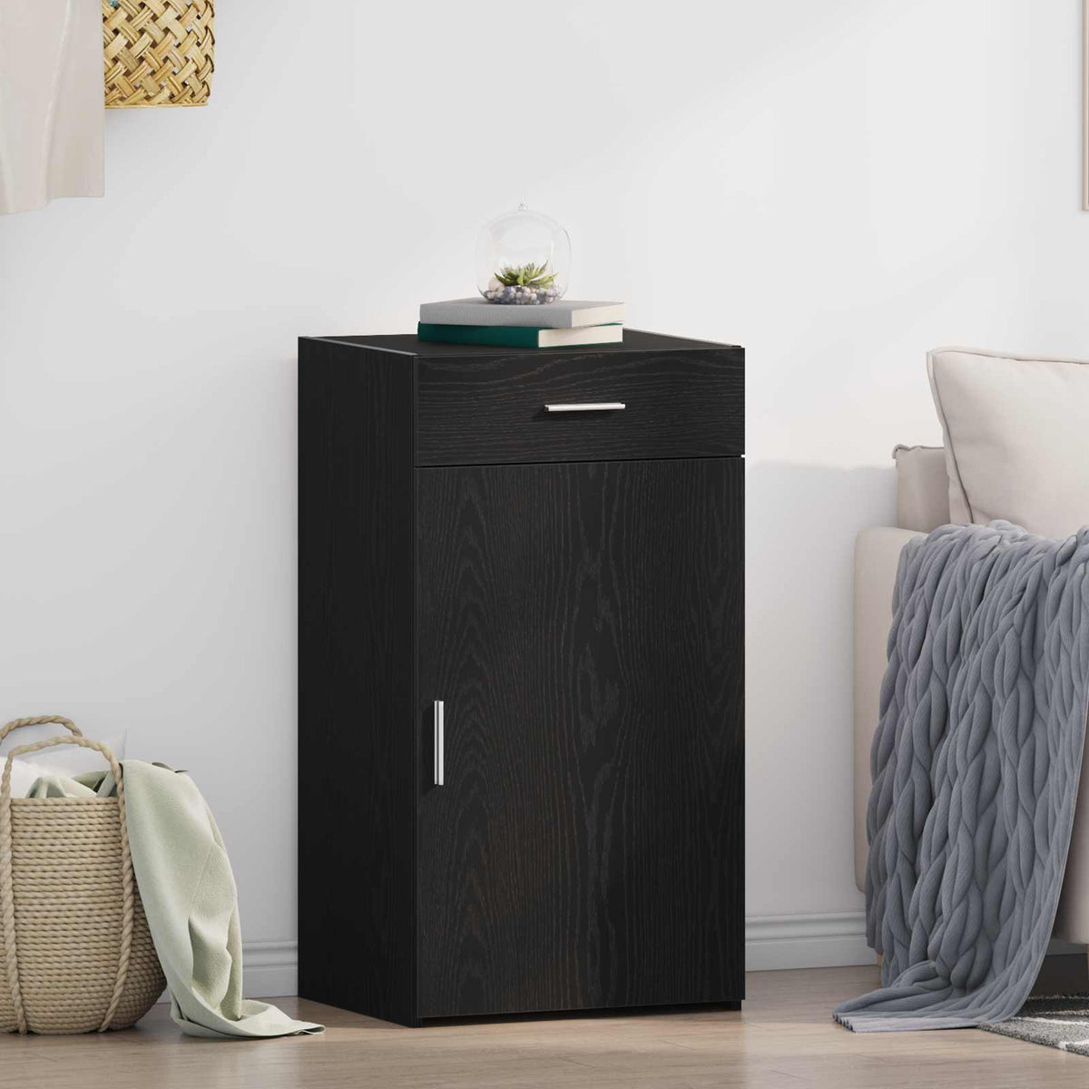 Dressoir met lade Zwart Eiken 50 x 42,5 x 93 cm is nu te koop bij PeponiXL, paradijselijk wonen!