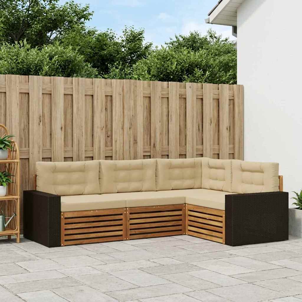 Buiten bankenset 4 pcs Natuurlijk en Beige is nu te koop bij PeponiXL, paradijselijk wonen!