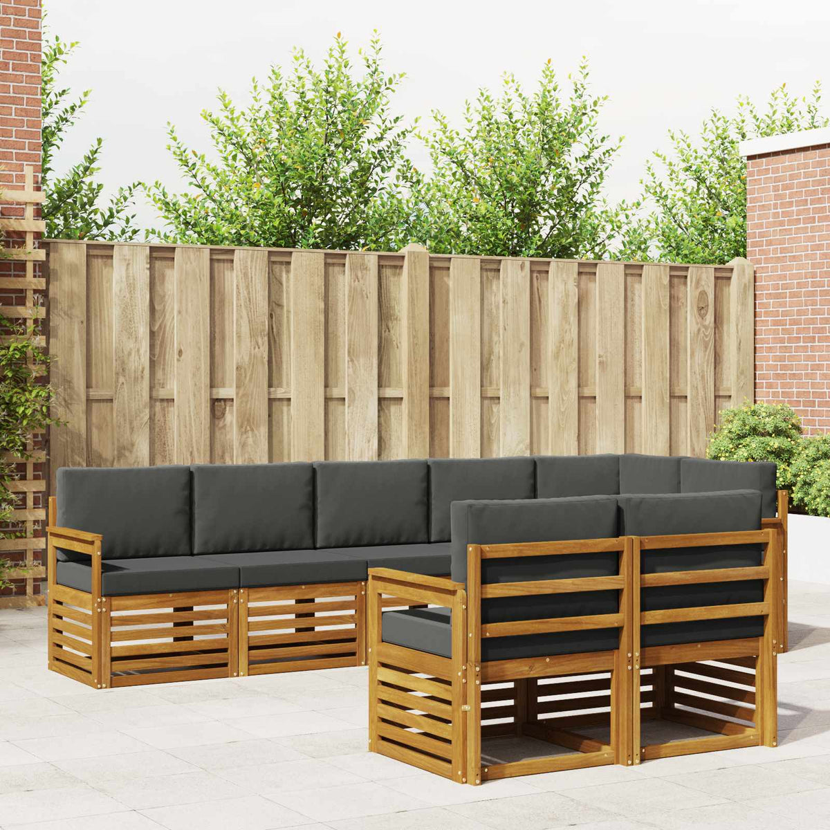 Sofa-Sets 8 pcs Natuurlijk en Antraciet Massief Acaciahout is nu te koop bij PeponiXL, paradijselijk wonen!