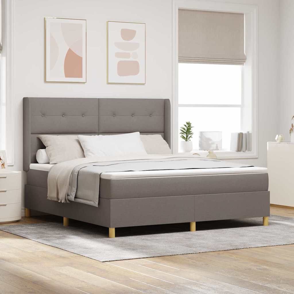 Boxspringbed met matras met hoofdeinde Taupe 180 x 200 cm Stof is nu te koop bij PeponiXL, paradijselijk wonen!