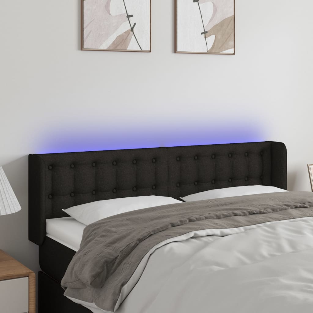 Hoofdbord LED 147x16x78/88 cm stof zwart is nu te koop bij PeponiXL, paradijselijk wonen!