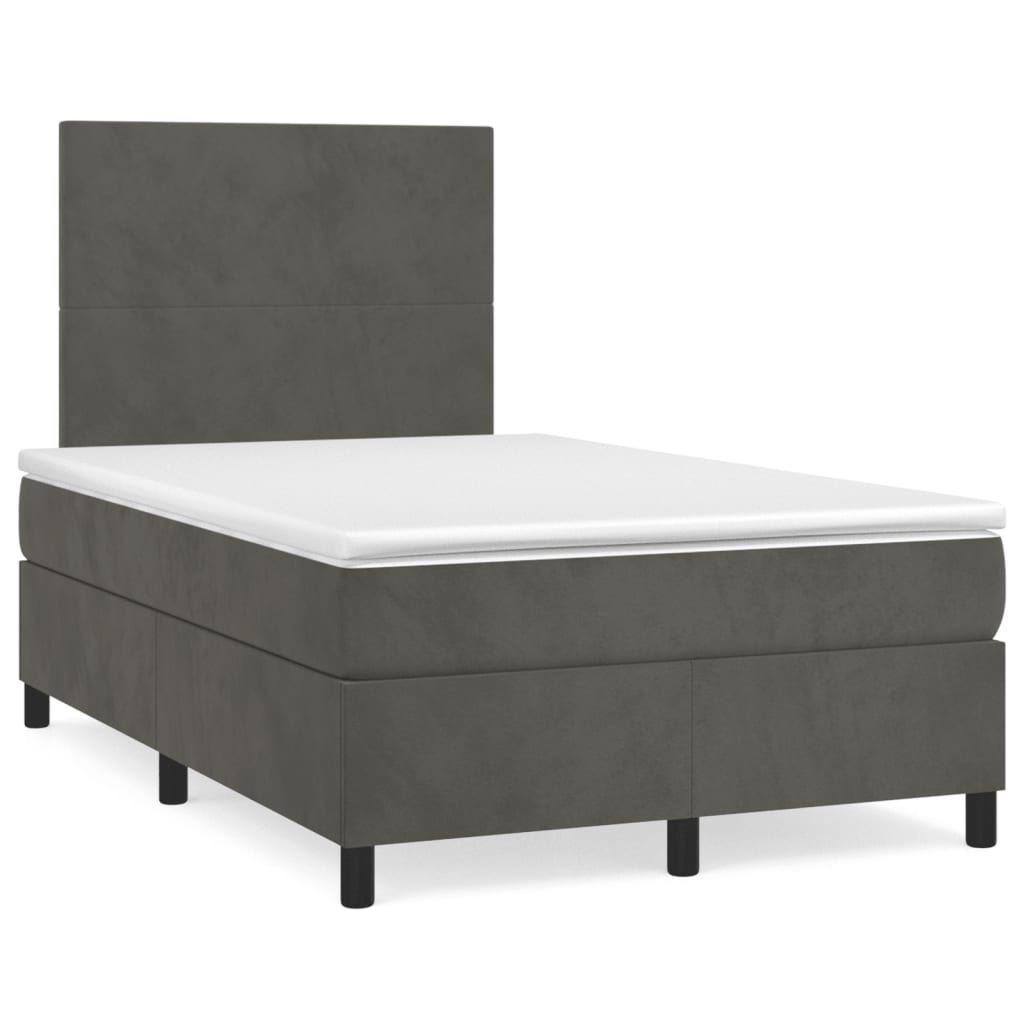 Boxspring met matras en LED fluweel donkergrijs 120x190 cm is nu te koop bij PeponiXL, paradijselijk wonen!