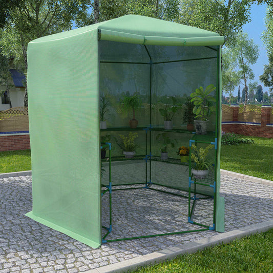 Tuinkas met schappen 227x223 cm staal is nu te koop bij PeponiXL, paradijselijk wonen!