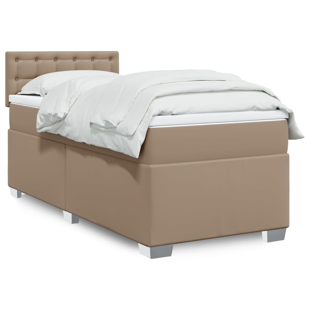 Boxspring met matras kunstleer cappuccinokleurig 90x200 cm is nu te koop bij PeponiXL, paradijselijk wonen!