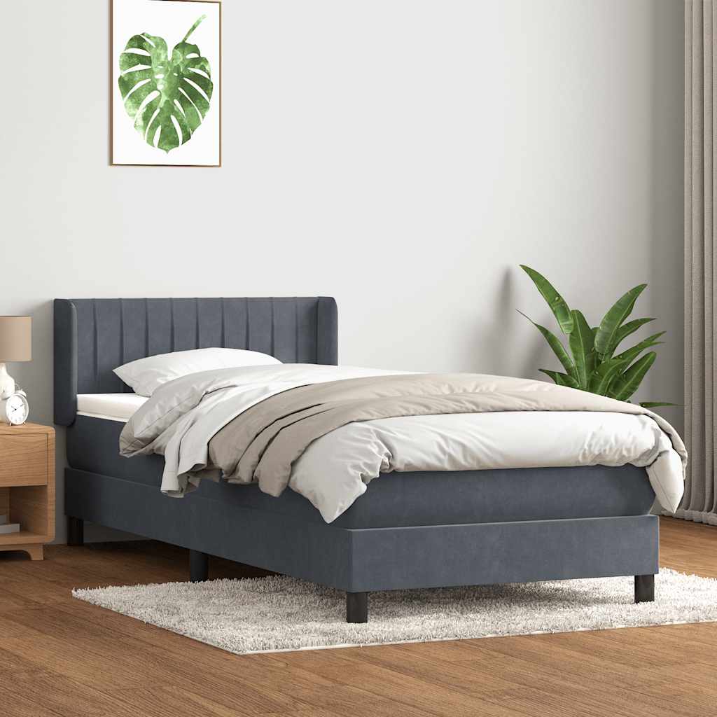 Boxspring met matras fluweel donkergrijs 80x210 cm is nu te koop bij PeponiXL, paradijselijk wonen!