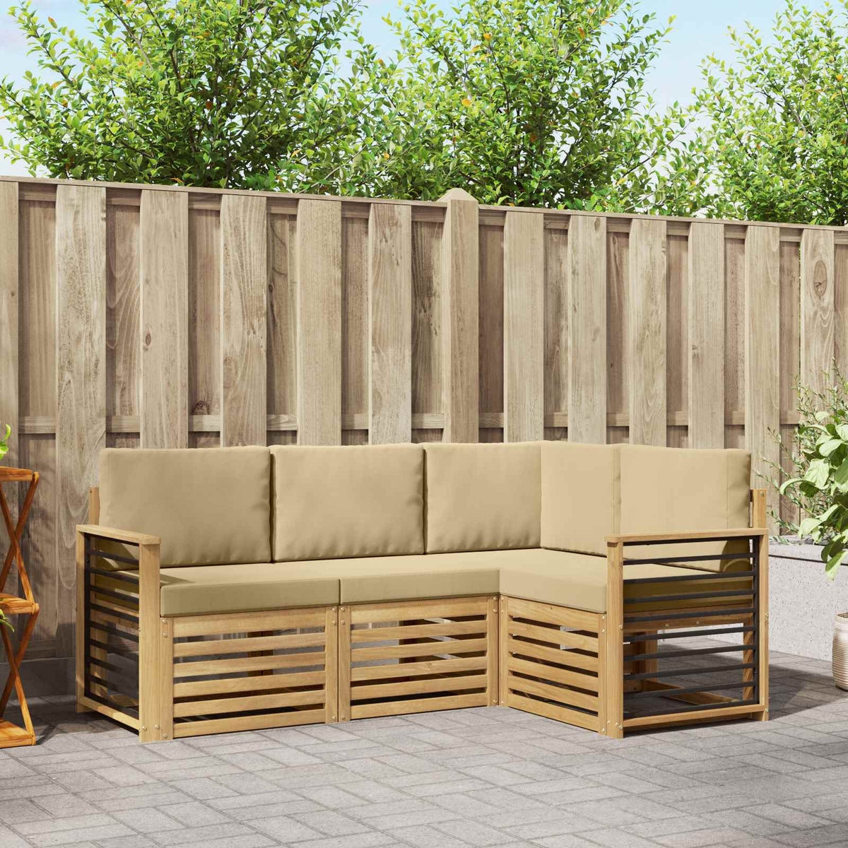 Sofa-Sets 4 pcs Wit en Beige 187,5 x 128,5 x 73 cm Polyester is nu te koop bij PeponiXL, paradijselijk wonen!
