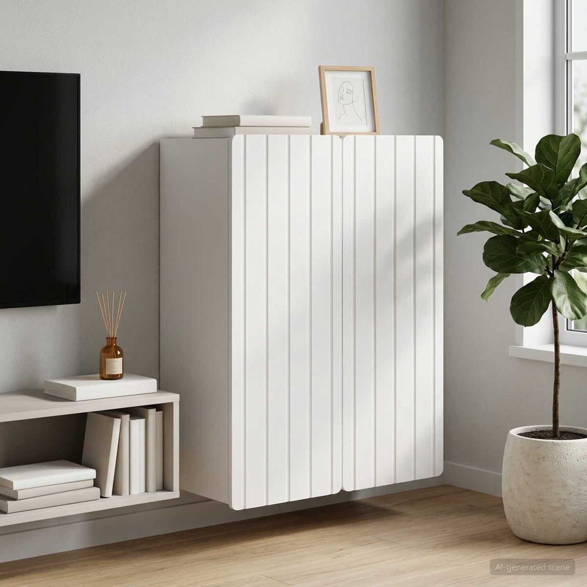 Wandkast Wit 66 x 34,5 x 92 cm Bewerkt hout is nu te koop bij PeponiXL, paradijselijk wonen!