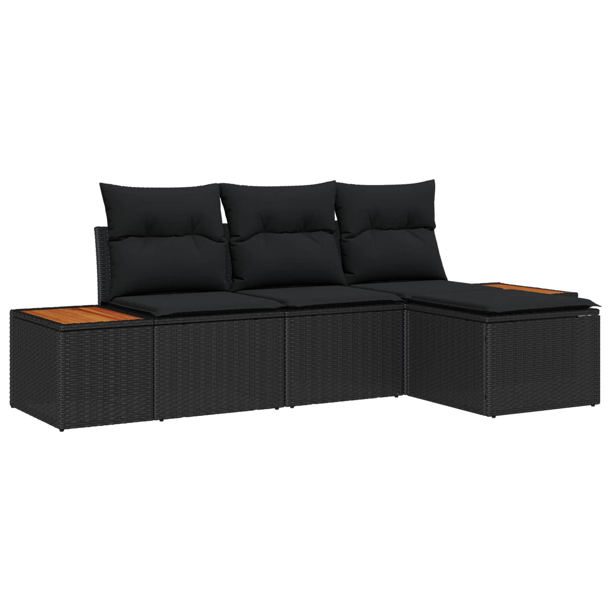 Tuin Sofa Set met kussen met kussen 4 pcs Zwart poly rattan is nu te koop bij PeponiXL, paradijselijk wonen!