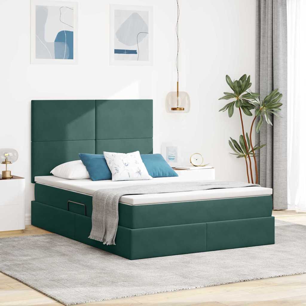 Opbergbed met LED met matras Donkergroen 140 x 200 cm Fluweel is nu te koop bij PeponiXL, paradijselijk wonen!