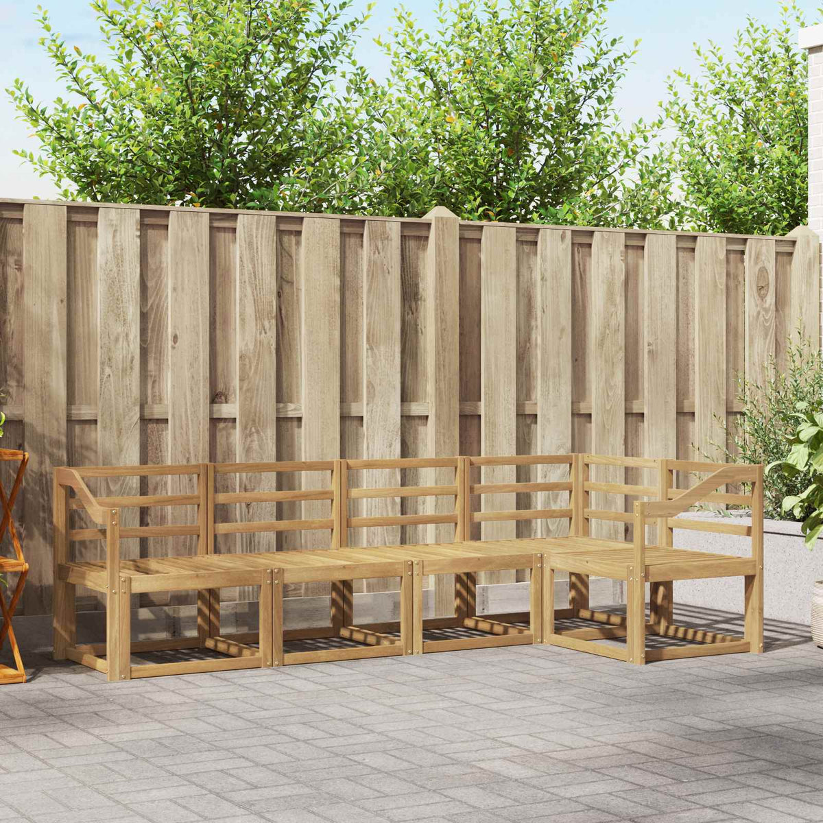 Buiten bankenset 5 pcs Wit Massief Acaciahout is nu te koop bij PeponiXL, paradijselijk wonen!