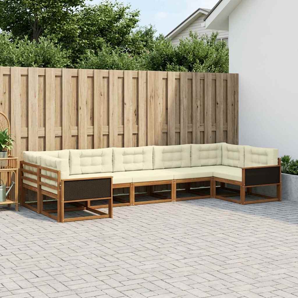 Buiten bankenset met kussen 7 pcs Natuurlijk en Crème is nu te koop bij PeponiXL, paradijselijk wonen!