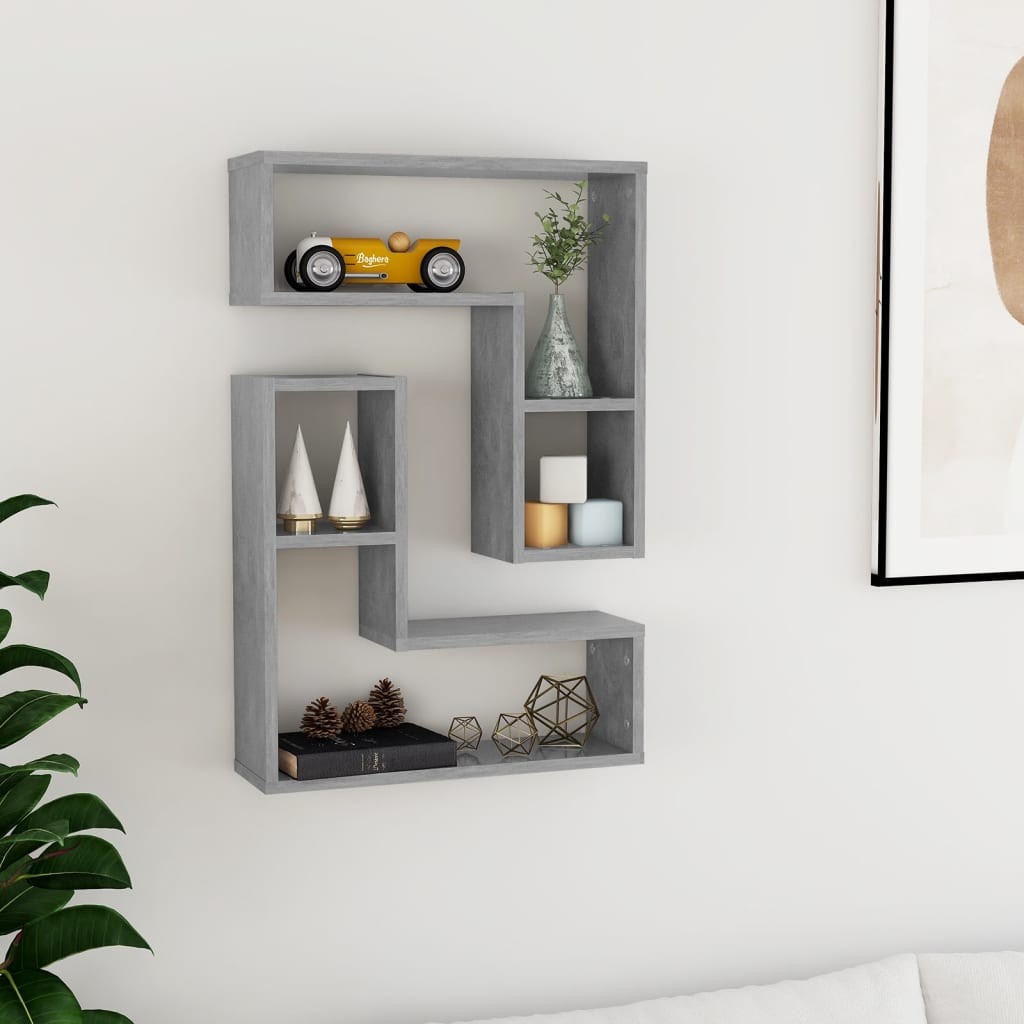 Wandschappen 2 st 50x15x50 cm bewerkt hout betongrijs is nu te koop bij PeponiXL, paradijselijk wonen!