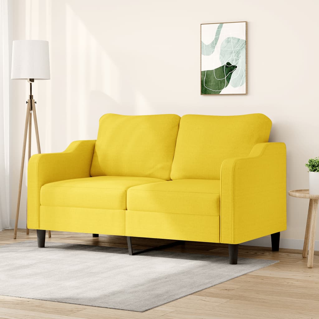Tweezitsbank 140 cm stof lichtgeel is nu te koop bij PeponiXL, paradijselijk wonen!