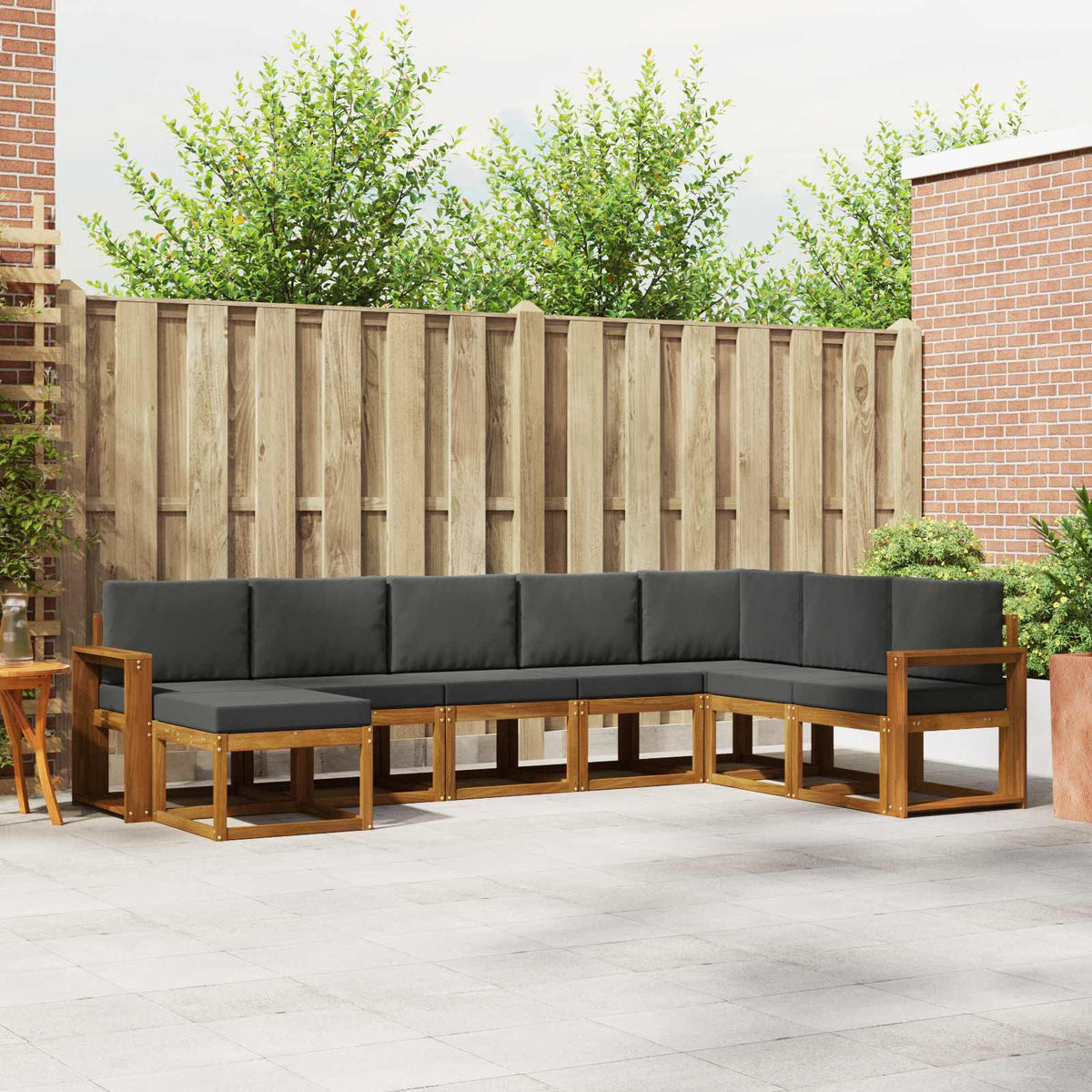 Buiten bankenset met kussen 8 pcs Natuurlijk en Antraciet is nu te koop bij PeponiXL, paradijselijk wonen!