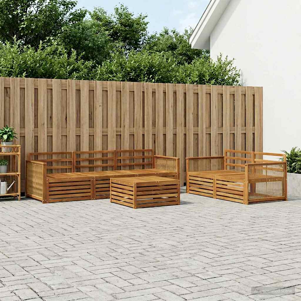 Buiten bankenset 6 pcs Naturel Massief Acaciahout is nu te koop bij PeponiXL, paradijselijk wonen!