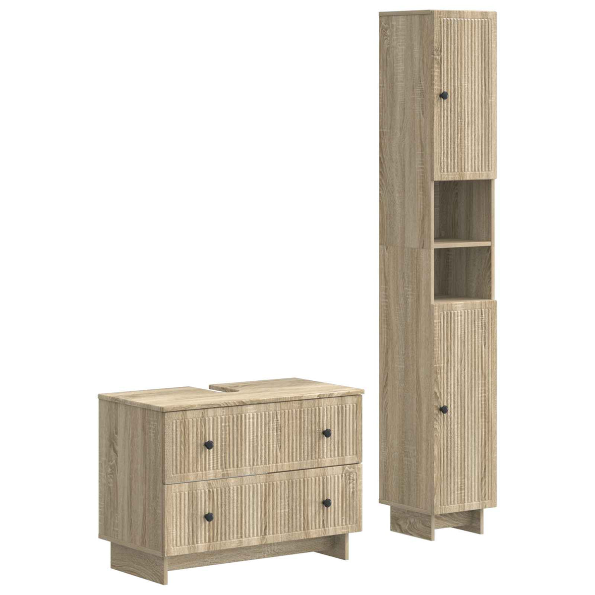 2-delige Badkamerkast Set EDE Sonoma Eiken Bewerkt hout is nu te koop bij PeponiXL, paradijselijk wonen!
