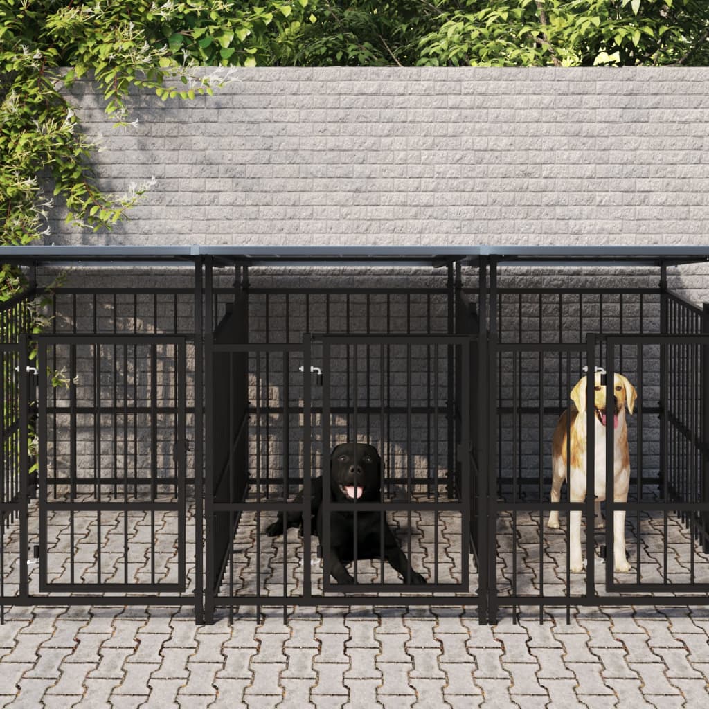Hondenkennel met dak 13,14 m² staal is nu te koop bij PeponiXL, paradijselijk wonen!