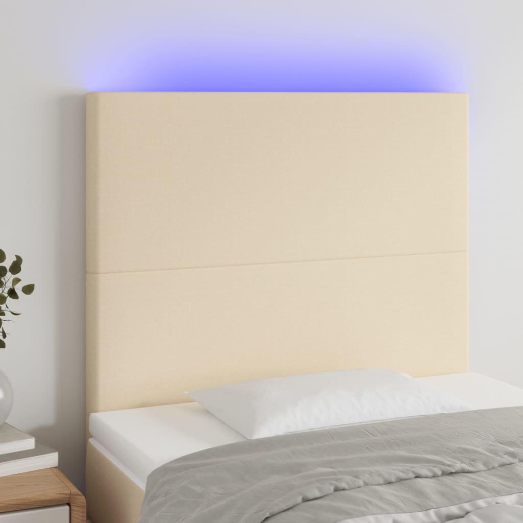 Hoofdbord LED 80x5x118/128 cm stof crèmekleurig is nu te koop bij PeponiXL, paradijselijk wonen!