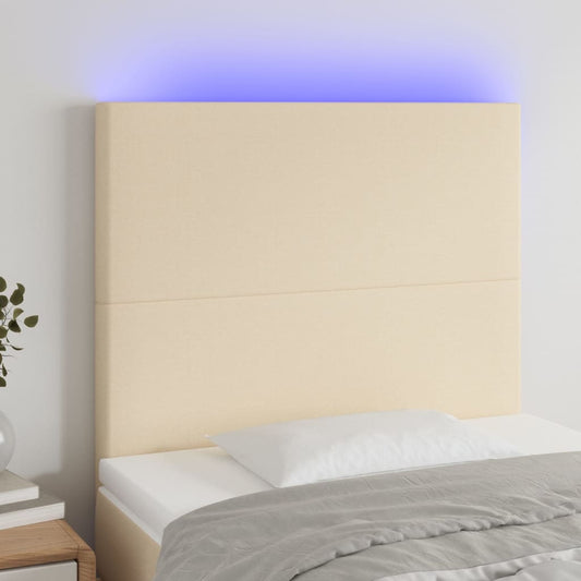 Hoofdbord LED 80x5x118/128 cm stof crèmekleurig is nu te koop bij PeponiXL, paradijselijk wonen!