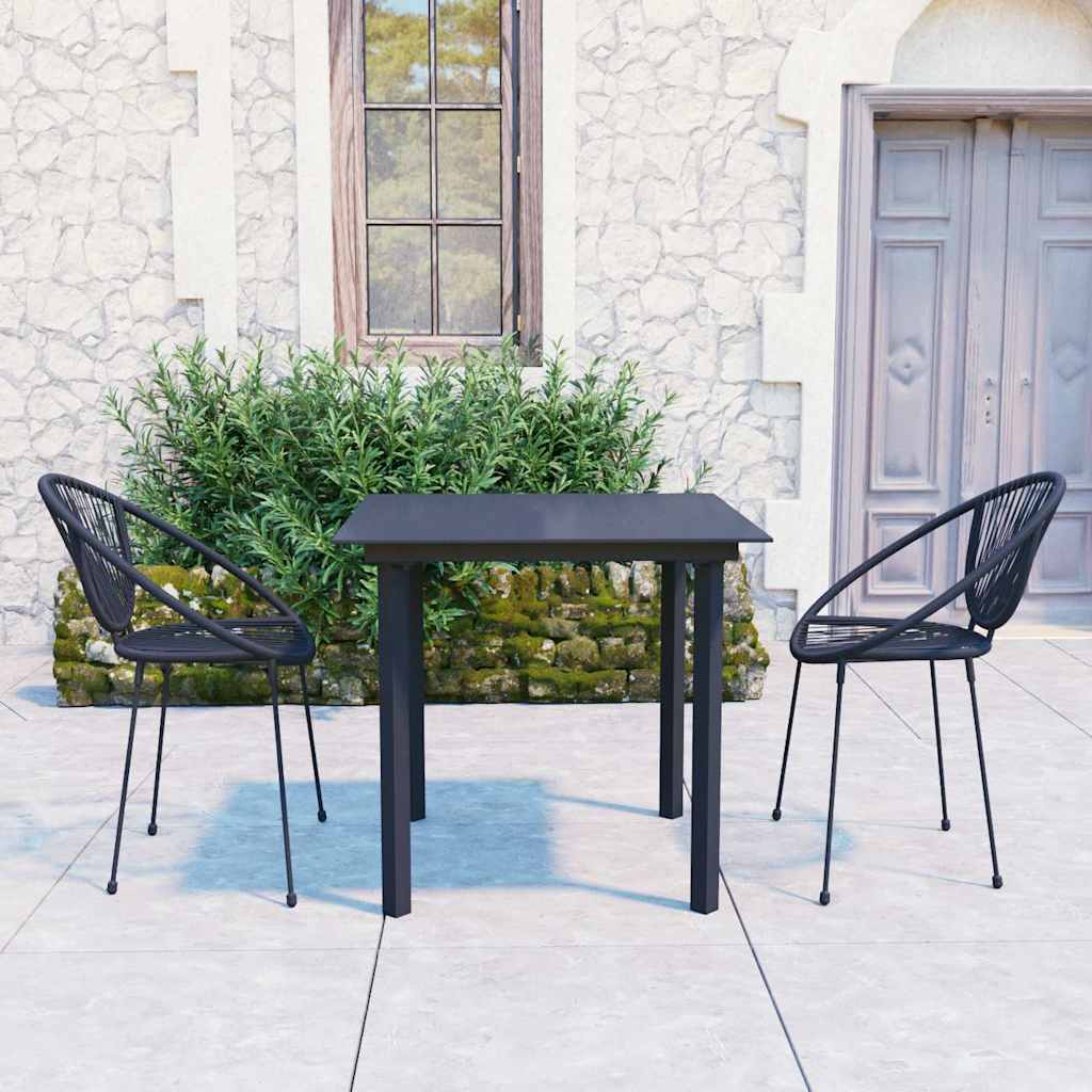 3-delige Tuinset PVC-rattan zwart is nu te koop bij PeponiXL, paradijselijk wonen!
