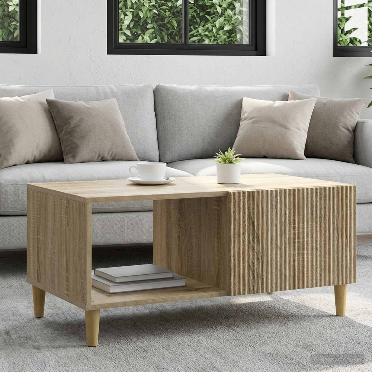 Salontafel Sonoma Eiken 90 x 50 x 40 cm Bewerkt hout is nu te koop bij PeponiXL, paradijselijk wonen!